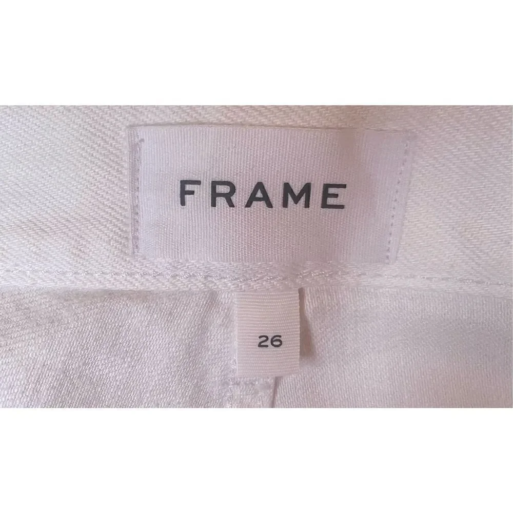 FRAME Le Slouch Bermuda White Raw Hem Denim Jean Shorts NWT sz 26